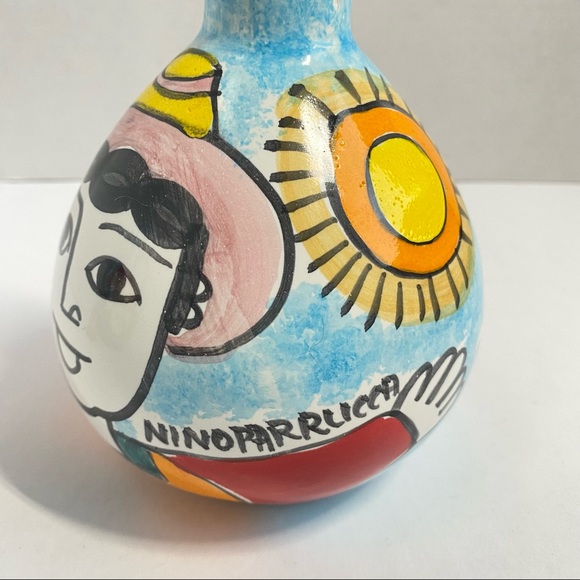 NINO PARRUCCA Hand Painted Ceramic Extra Virgin Oil Jug made in Italy - Picture 2 of 11
